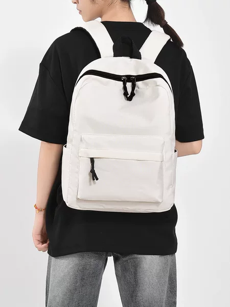 Fashionable Large-Capacity Backpack, Lightweight and Versatile, Simple Solid Color School Bag, Cross-Border Popular Backpack, Student Bag