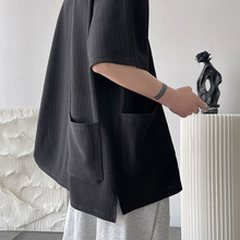 2024夏季新款潮流大口袋男生短袖T恤港风时尚青少年圆领宽松上衣