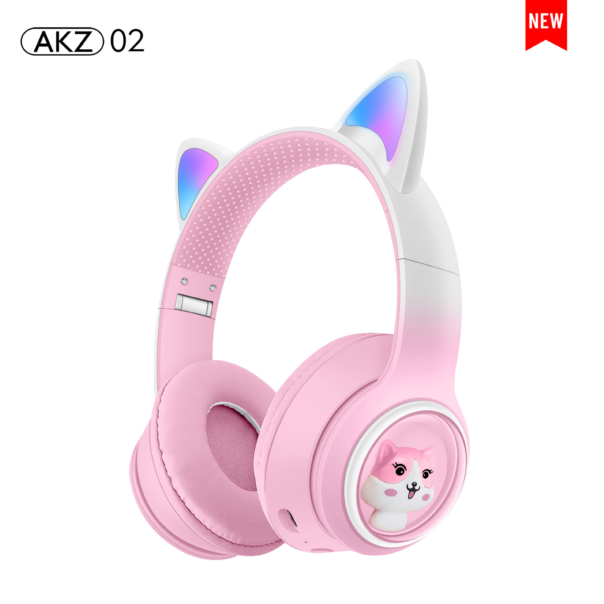 Nuevo modelo privado gradiente de dibujos animados gato oído auriculares bluetooth auricular inalámbrico luminoso lindo niños auriculares fabricante