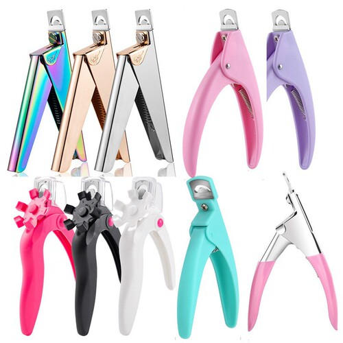Manufacturer wholesale nail art one-piece U-shaped clip UV light therapy nail plate cutter false nail clip nail clipper extension shaping scissors