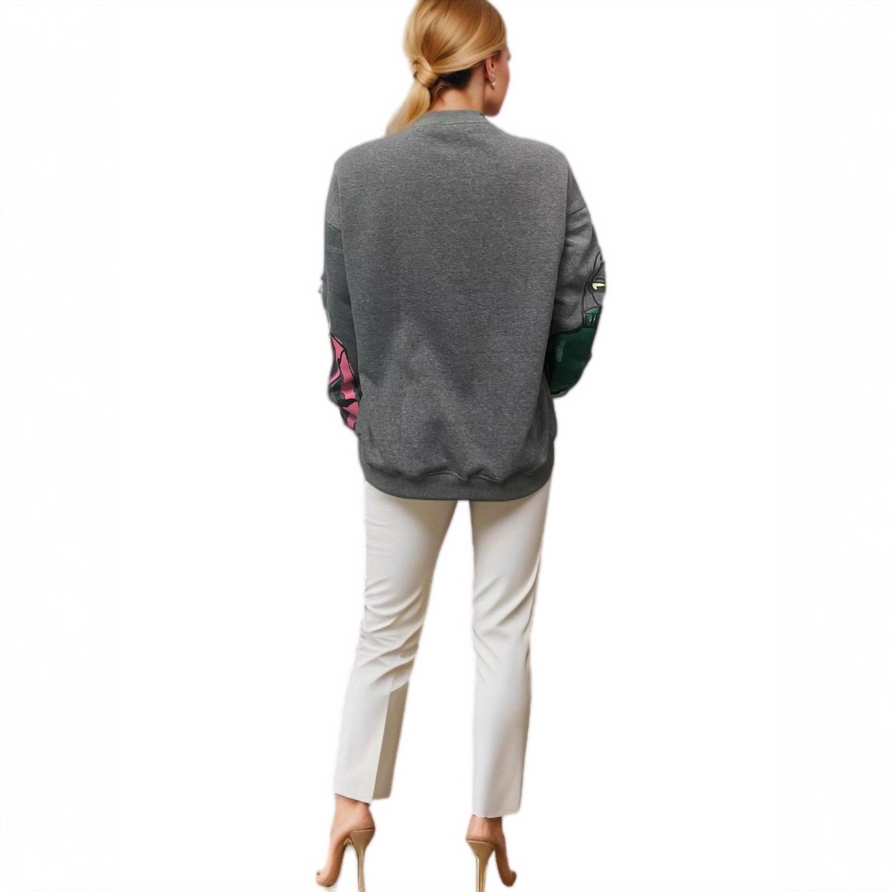 Women's Warm Fleece Lined Hoodless Crew Neck Sweatshirt Loose Fit Printed 3D Design Autumn Winter Fashion Top_ecoleips.com