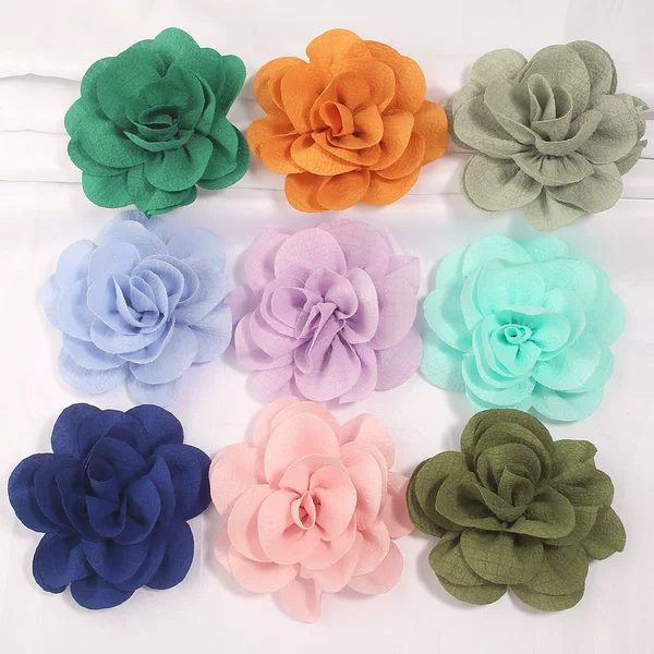 10cm Large bubble-pleated chiffon fabric peony 3D rolled flower choker necklace, shoes, hats, and accessories