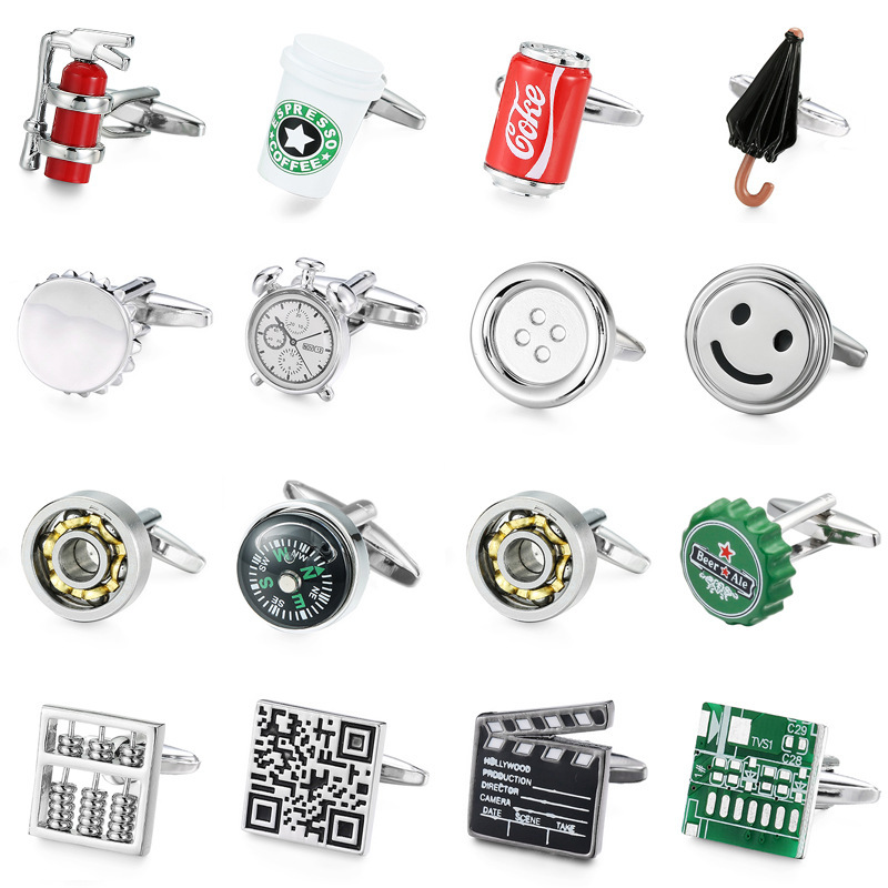 Frame Cute Cufflinks Copper Material Fire Extinguisher Alarm Clock Globe Buttons Business Men's French Shirt Cufflinks Cufflinks Wholesale