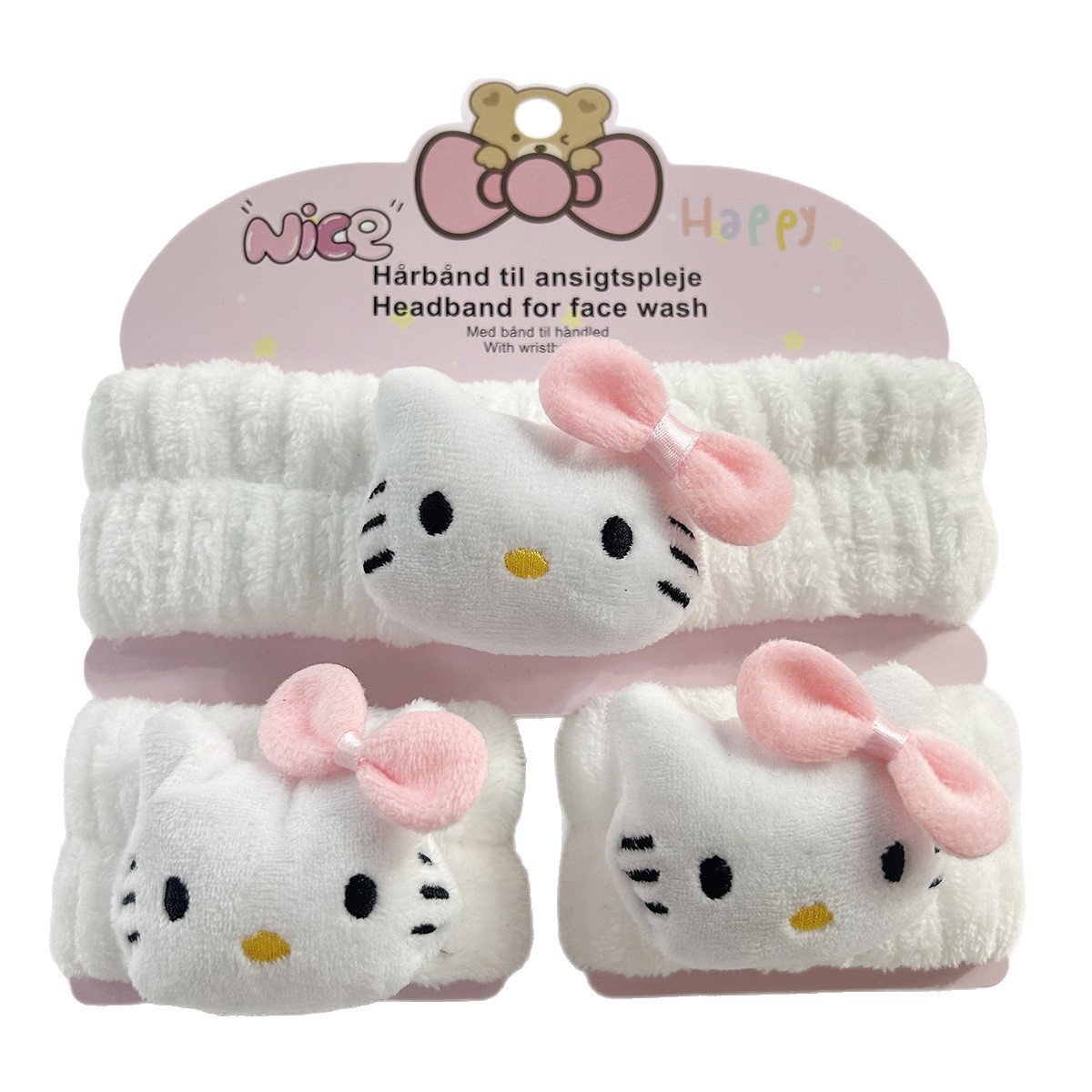 Banda de cabello de moda con tarjeta de papel dulce decoración de animales pequeños de peluche de lavado banda de cabello de dibujos animados correa de muñeca tridimensional