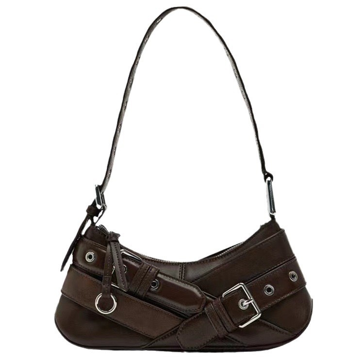 Borsa a spalla stile retrò da donna in nero e marrone chic_voghion.com