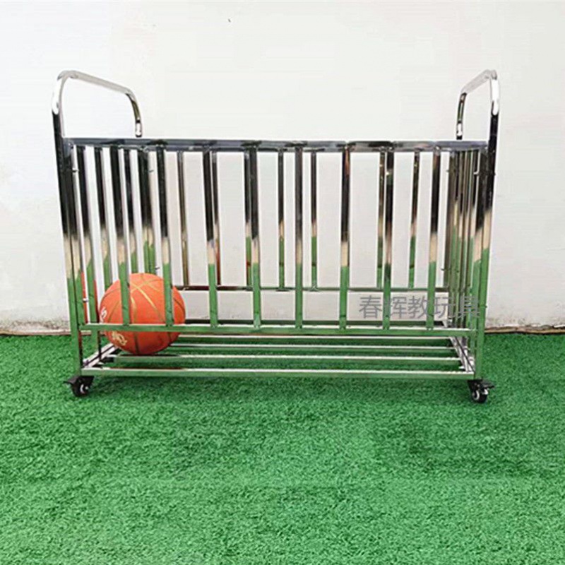 jardín de infantes carro de baloncesto de acero inoxidable grueso almacenamiento cesta de baloncesto móvil marco de baloncesto plegable carro de carga
