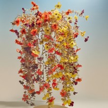 跨境仿真塑料花尤加利紫罗兰绿叶藤条房间客厅室内墙壁挂高仿真