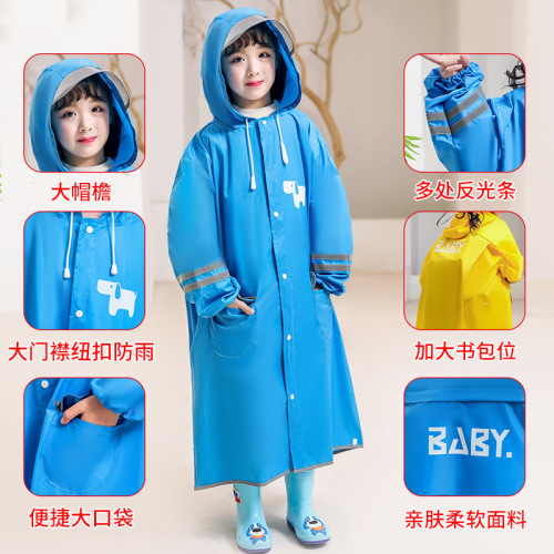 Children's raincoat book bag holder, anti-heavy rain full-body wholesale for both boys and girls, 10-year-old primary school students, first to sixth grade, middle and large children.