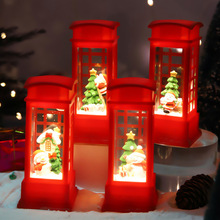创意圣诞老人电话亭发光小灯圣诞节礼物卡通桌面摆件伴手礼物批发