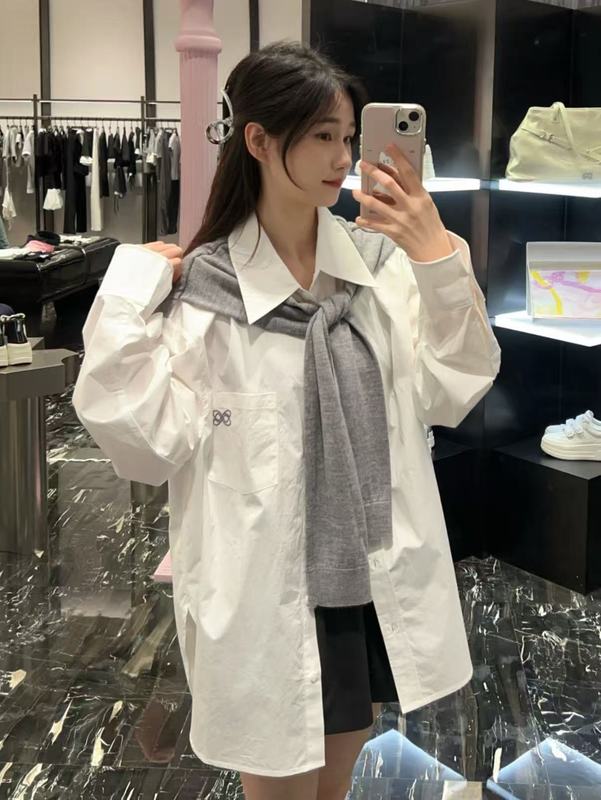 ANN南油新款设计感披肩高级感白色克莱因蓝假两件衬衫翻单中|undefined