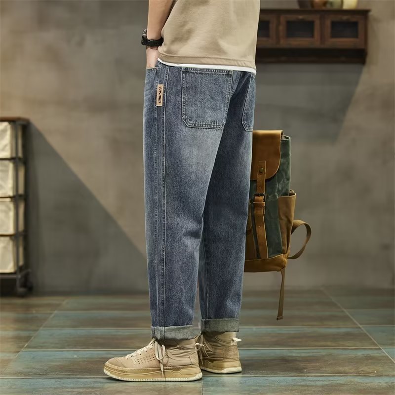 2024 primavera y otoño pantalones de estilo vibe americano ins High Street Street jeans pantalones casuales rectos sueltos para niños