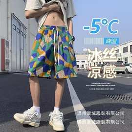 小众设计感花短裤男夏季潮牌个性休闲五分裤薄款潮流宽松沙滩批发