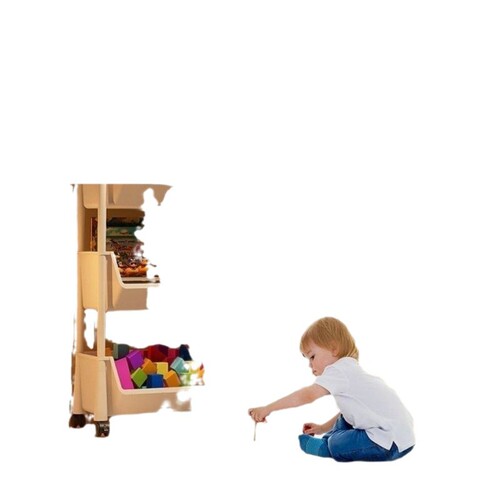 Mobile bookshelf cart storage rack under the table for children's toys storage, home living room simple
