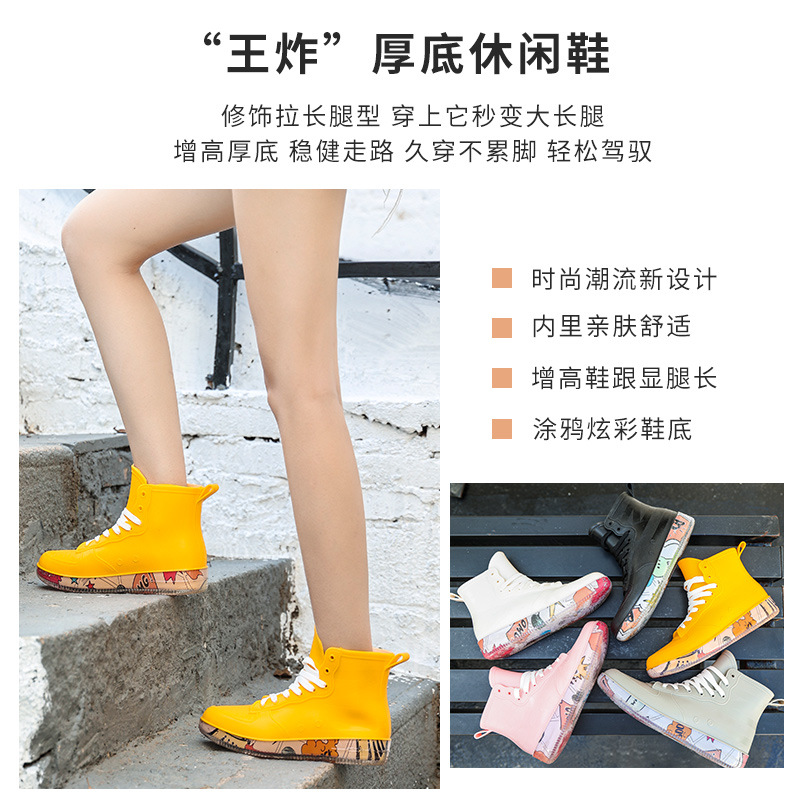 Botas de lluvia de pareja bajas Botas de lluvia antideslizantes para hombres y mujeres zapatos de tablero de moda Zapatos de goma ligera zapatos de agua para lluvia y lluvia