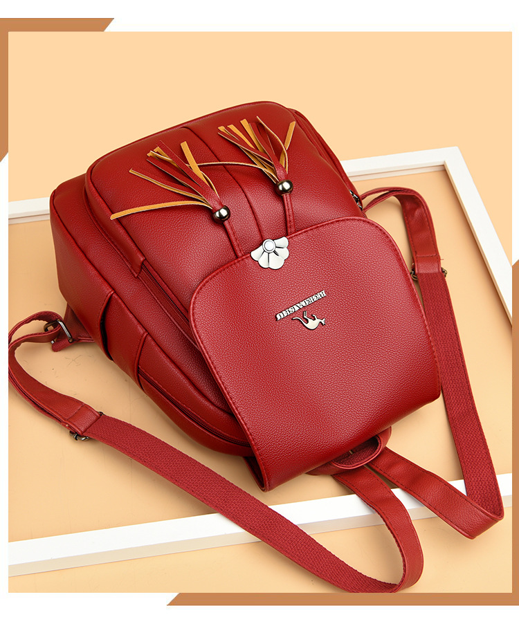 2024 new atmospheric student for women, and casual, versatile, large capacity soft leather, fashionable travel backpack_voghion.com