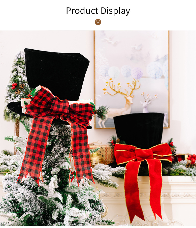 Weihnachtsdekoration Weihnachten Zylinder Bogen Baum Top Stern Urlaub Atmosphäre Weihnachten Baum Anordnung Requisiten_voghion.com
