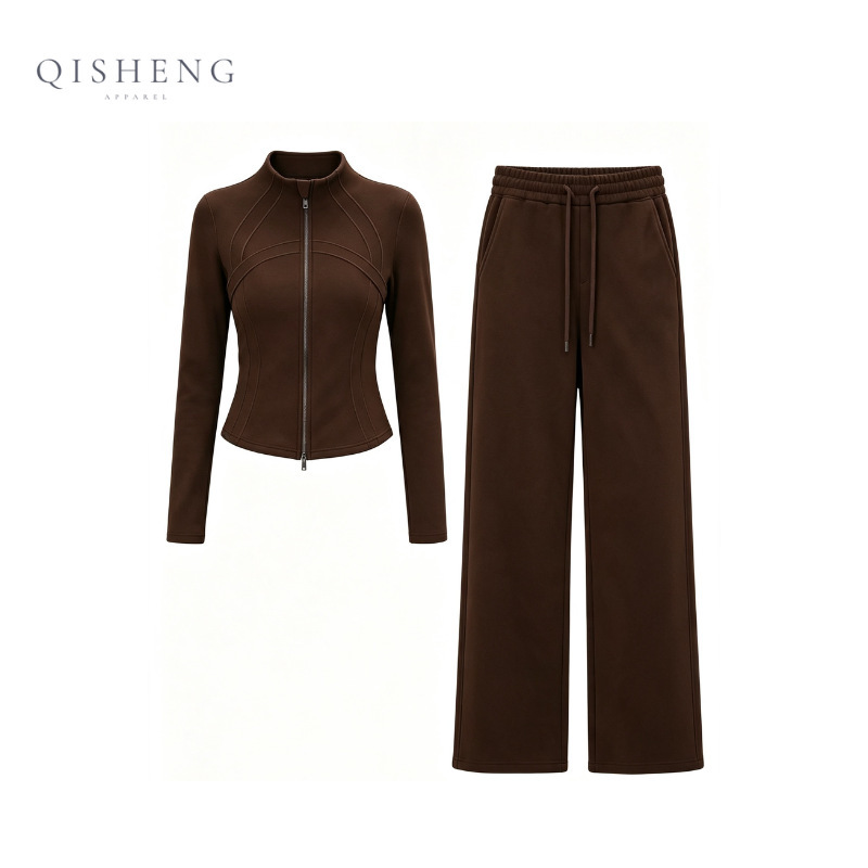 Lulu-style 26 autumn/winter new stand-up collar sports suit for women, slim-fit wide-leg pants and zip-up top two-piece set Lulu-style 26 autumn/winter new stand-up collar sports suit for women, slim-fit wide-leg pants and zip-up top two-piece set