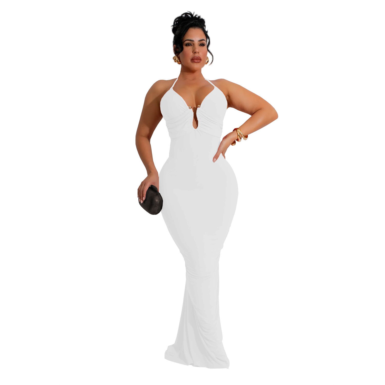 C7116 cross-border AliExpress Amazon Europa y América moda de mujer esbelta sexy V-collar vestido de espalda image 9