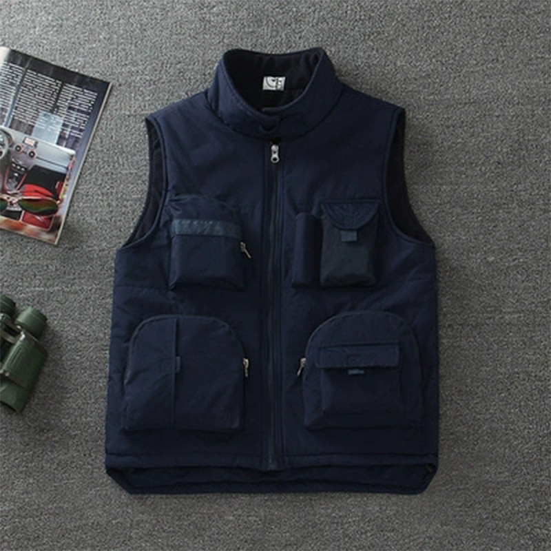 Justerist Thick Warm Men's and Women's Photographer's Vest with Multiple Pockets Cotton Parka-style Jacket Casual Vest