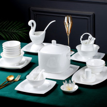 定制专用新骨瓷釉下彩饭碗面碗家用纯白骨瓷碗碟套装批发陶瓷餐具