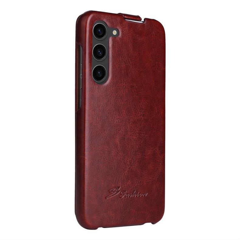 适用iPhone17 Air疯马纹上下翻盖手机皮套S26Plus保护套超薄商务