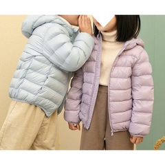 Boys' light down jacket, children's style, baby boy, girl, middle-aged and older child, white duck down hooded warm jacket, winter trend
