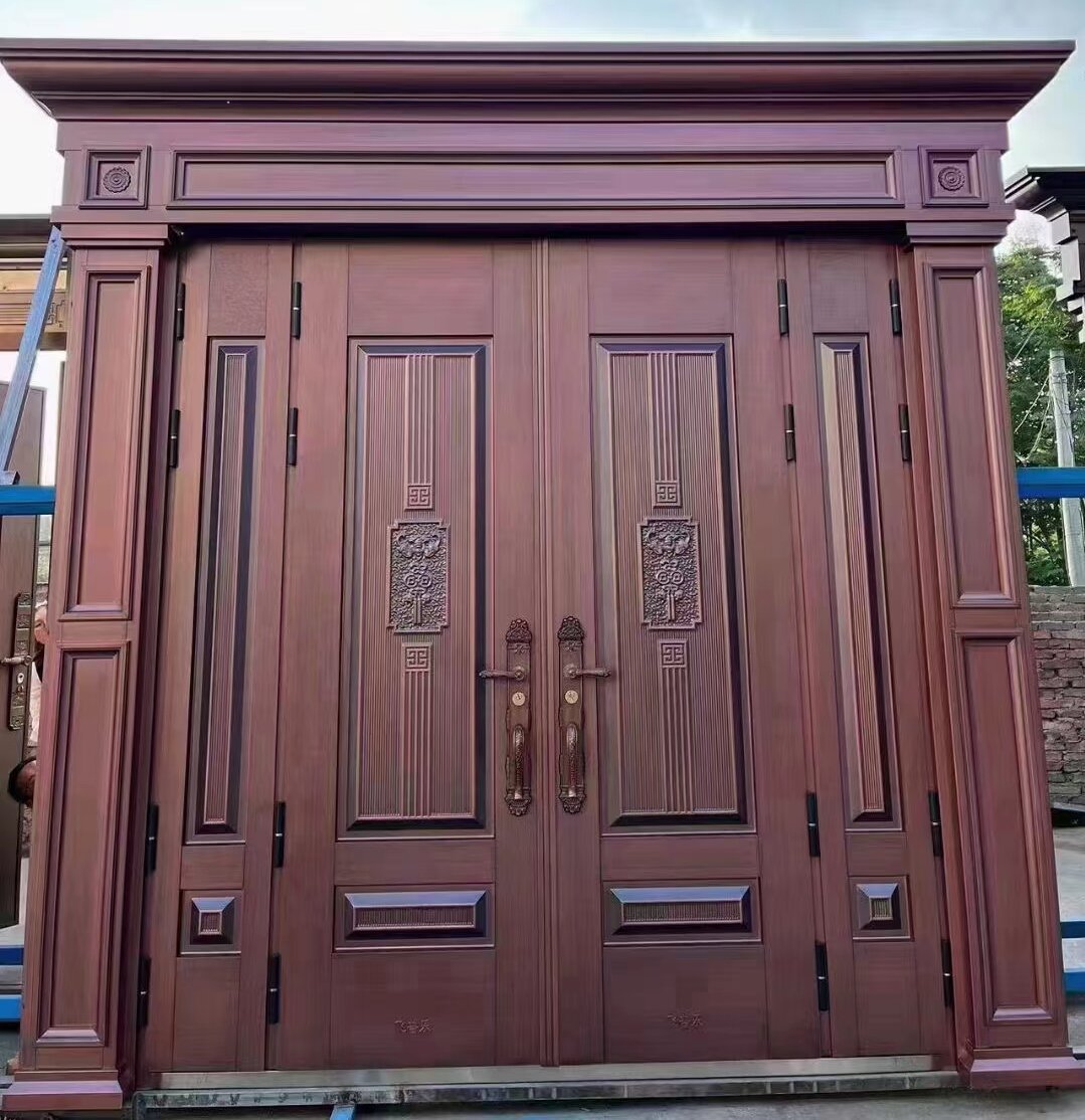 定制自建房门别墅大门入户门锌合金对开门防盗门家用双开四开门-阿里巴巴