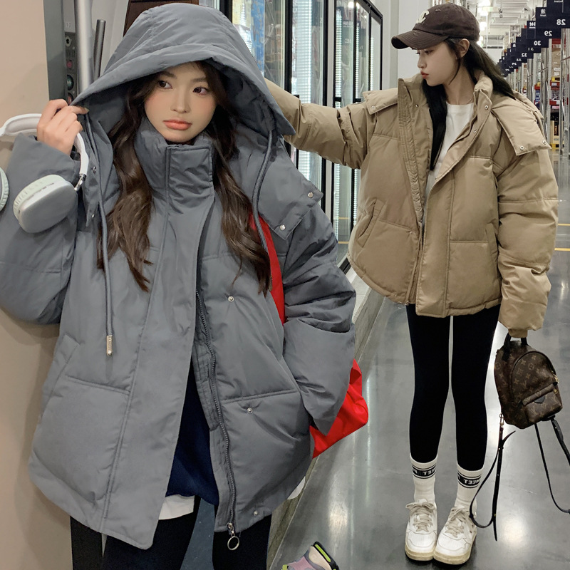 Algodón mujer 2024 otoño y invierno nuevo estilo coreano chaqueta de algodón de pluma con capuz suelta al algodón de moda de mujer chaqueta