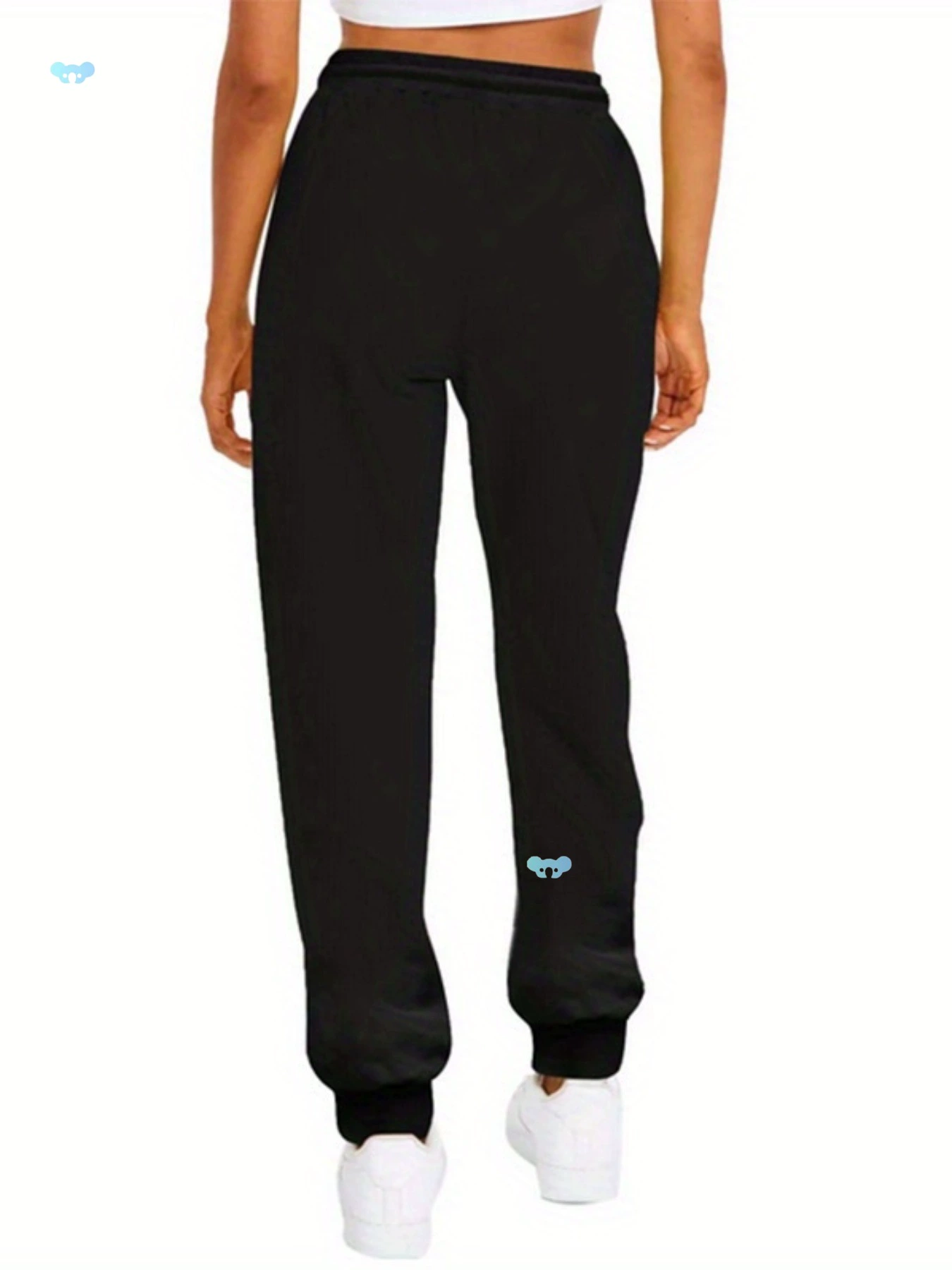 Женские брюки для бега с высокой талией, однотонные черные брюки с завязками через плечо