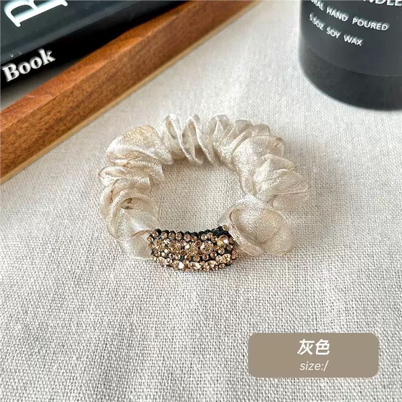 Mesh cuadrado diamante anillo de pelo intestino grueso coreano atado cabello delicado cuerda de cabeza mujer 2025 nuevo cinturón de cuerda de cabello de alta calidad