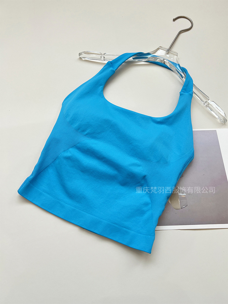 Transfronteriza versión de la patria DF cuello cuadrado chaleco de cuello colgante de tres capas con almohadilla de pecho alta elástica hermosa espalda ajustada sin costuras ropa de yoga de fitness