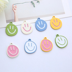 DIY Korean-style jewelry accessories, spray-painted and dripped oil alloy small pendants, earrings, and necklace, colorful smiling faces
