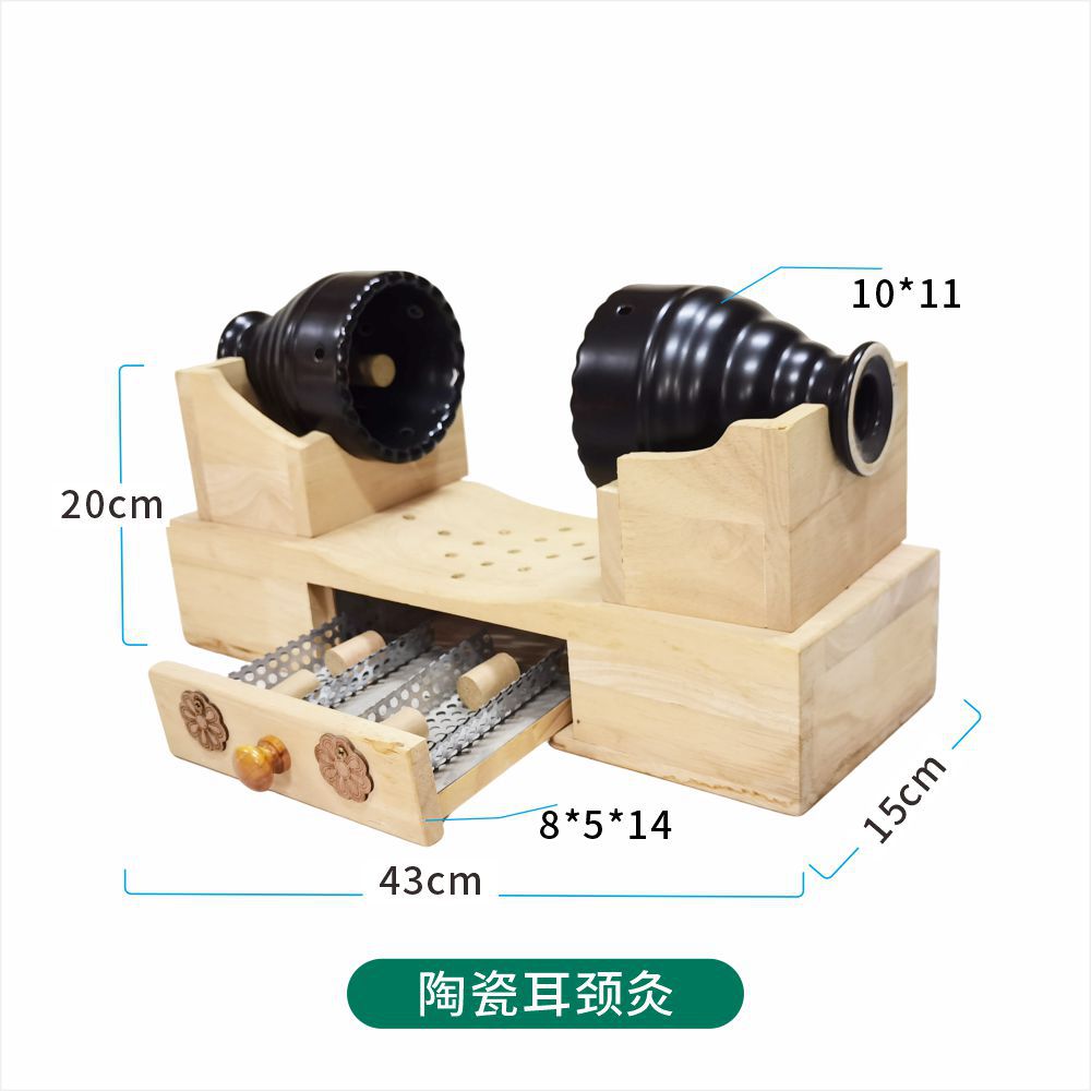 Wooden Moxa Box Ear and Neck Massage Moxibustion Device with 54 Moxa Cones 3:1 Ratio for Home Use details