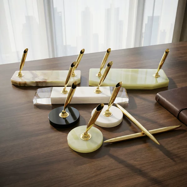 Light Luxury Natural Marble Pen Holder, Office Desk Pen Stand, Business Gift, Corporate Custom Study Desk Decoration Ornament