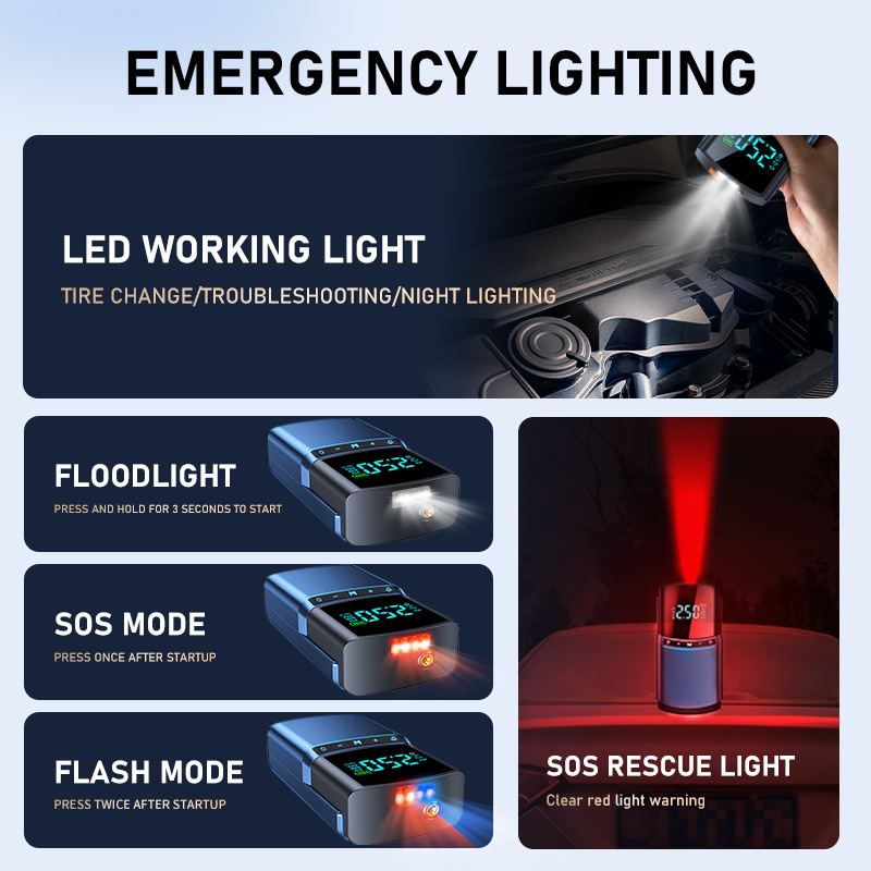 Cross-Border Bn03 Car Emergency Jump Starter with Built-In Air Pump, Multifunctional Power Bank and Ignition Device