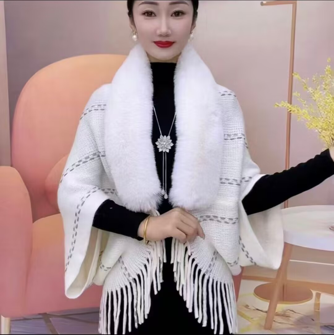 Sopa de cuello de lana 2024 otoño y invierno temperamento universal femenino suelto delgado a rayas de color sólido de punto bordado abrigo cálido