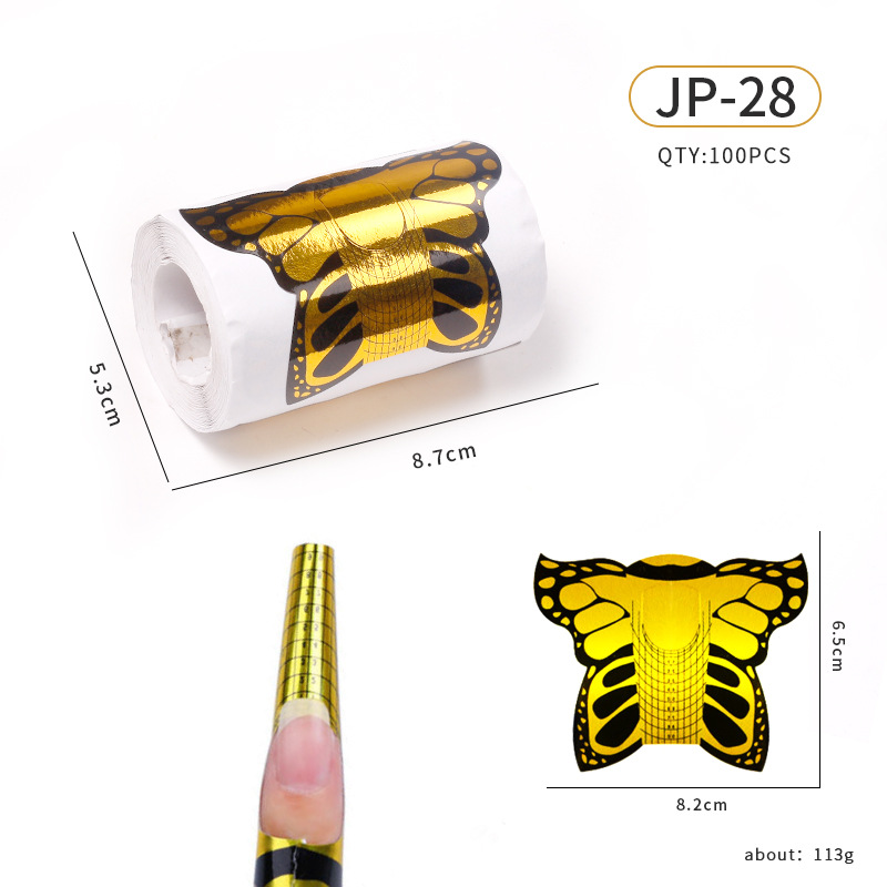 Soporte de papel de uñas de herradura extensión de fototerapia de cristal herramienta de uñas arte de uñas mariposa mosca titular de dedo rectangular 100 unids/rollo