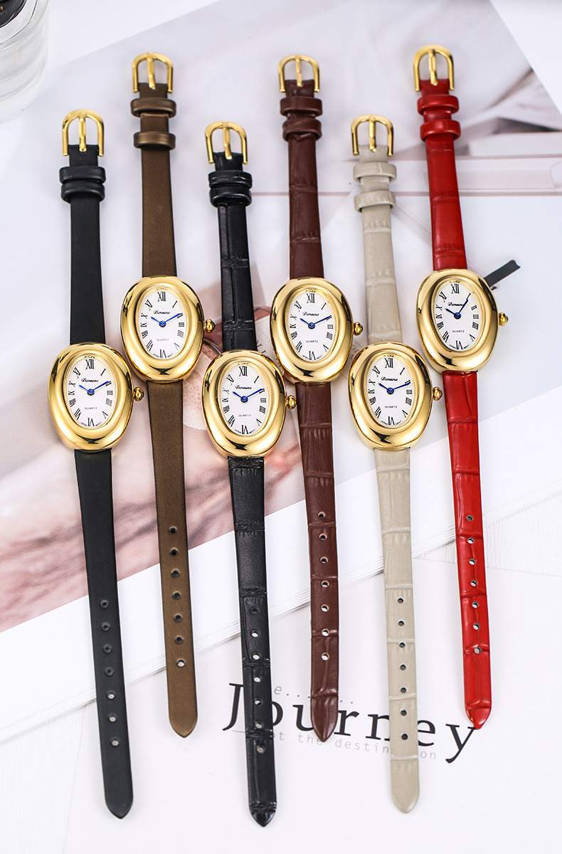 26g Weight Tempered Glass Mirror Material Genuine Leather Strap Material Watch Classification Pointer Display Type Buckle Buckle Style Oval Dial Shape Holiday, Daily Occasion Quartz Movement Solid Color Pattern All Seasons Season Women's Gender Vacation, Simple Style Style Vacation Simple Style Solid Color Buckle Quartz Watch Women's Watches 无