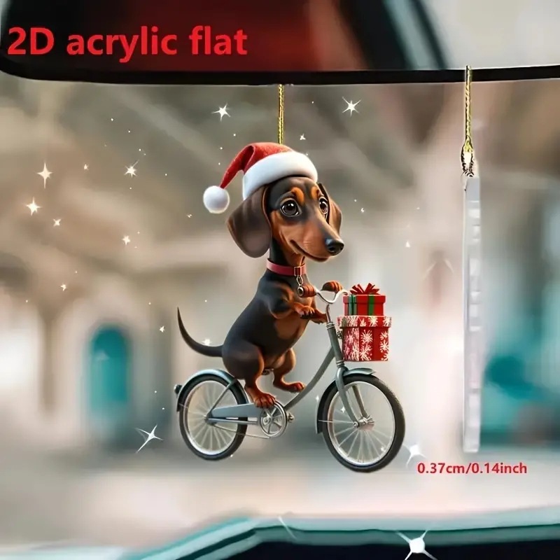 Nuevo acrílico plano transfronterizo personalidad creativa perro decoración colgante espejo retrovisor de automóvil llave decoración colgante