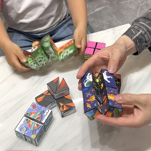 Children's ever-changing infinite Rubik's Cube toy three-dimensional 3D geometric pattern deformation magic ruler children's puzzle thinking non-magnetic