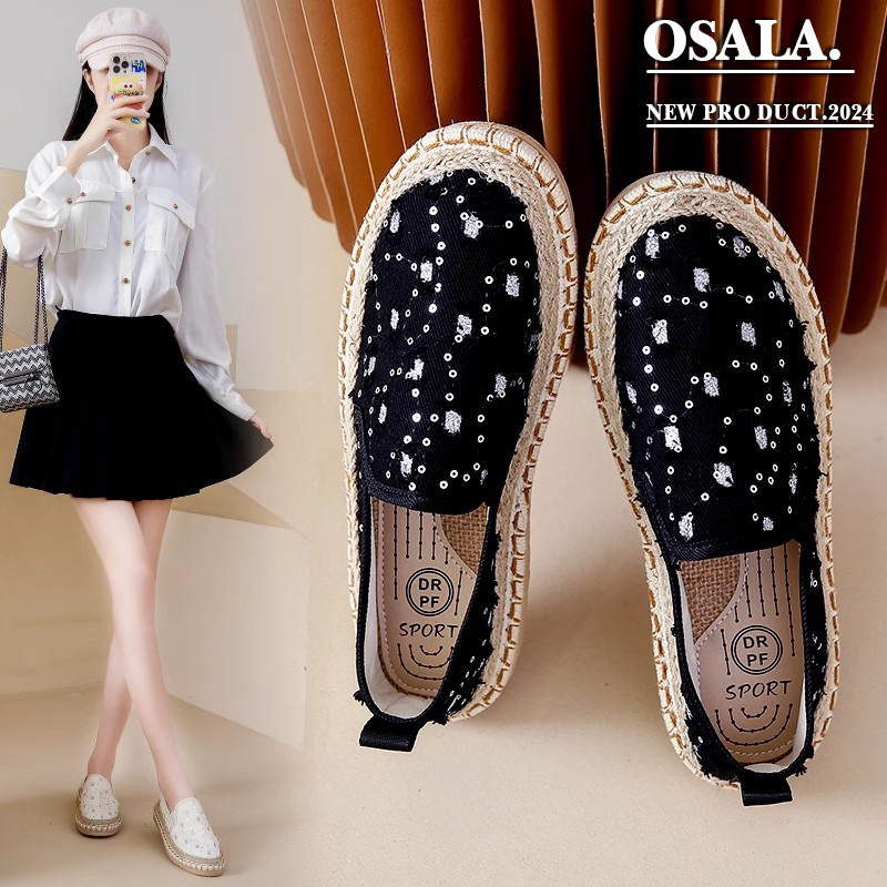 老北京原创民族风布鞋女夏季2025新款一脚蹬春季透气休闲渔夫鞋女