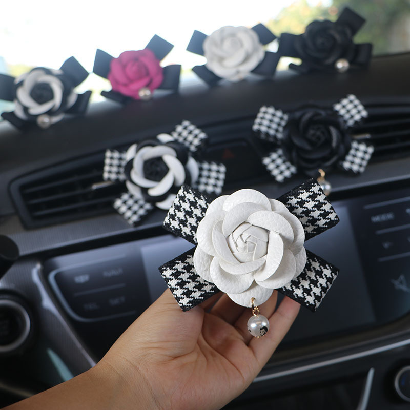 Camelia coche decoración de salida de aire coche camelia coche aromaterapia coche decoración de flores creativas al por mayor