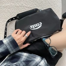 跨境韩国emis尼龙通勤女士包包酷辣妹风法棍腋下单肩包休闲斜挎包