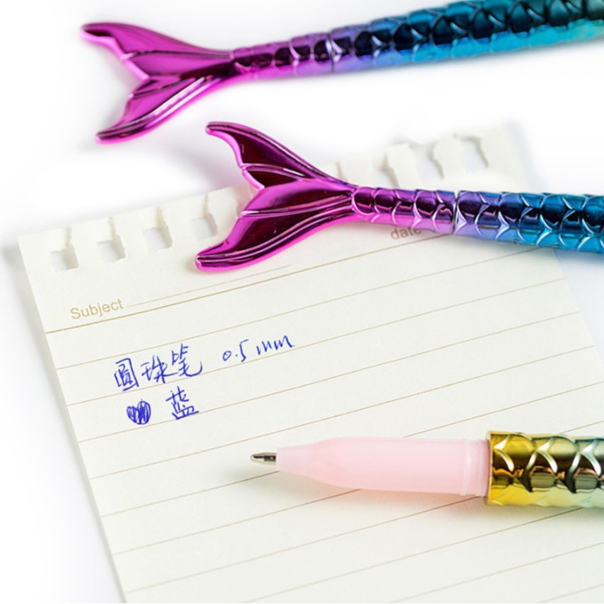 Gradiente de dibujos animados lindo color bolígrafo pequeño pez pluma estudiante pluma animal bolígrafo transfronterizo sirena pluma de gel