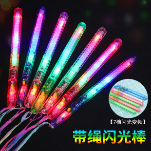 Hot selling lanyard transparent flash stick colorful fluorescent stick water wave stick concert cheer luminous stick wholesale supply