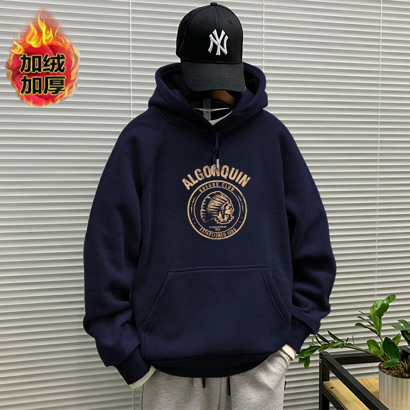 Primavera y otoño pesado suéter con capucha de los hombres marca moda invierno Top HOODIE más terciopelo abrigo americano pareja pullover