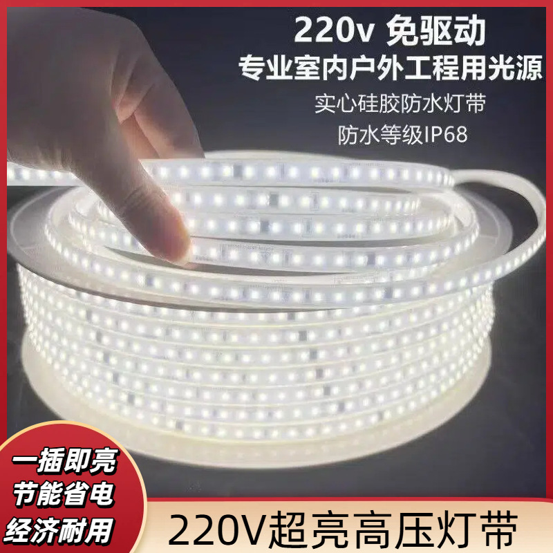 220V High-Voltage Self-Adhesive 2835 Led Wire-Free Light Strip with Solder-Free Plug-In Outdoor Waterproof Atmosphere Light 220V High-Voltage Self-Adhesive 2835 Led Wire-Free Light Strip with Solder-Free Plug-In Outdoor Waterproof Atmosphere Light