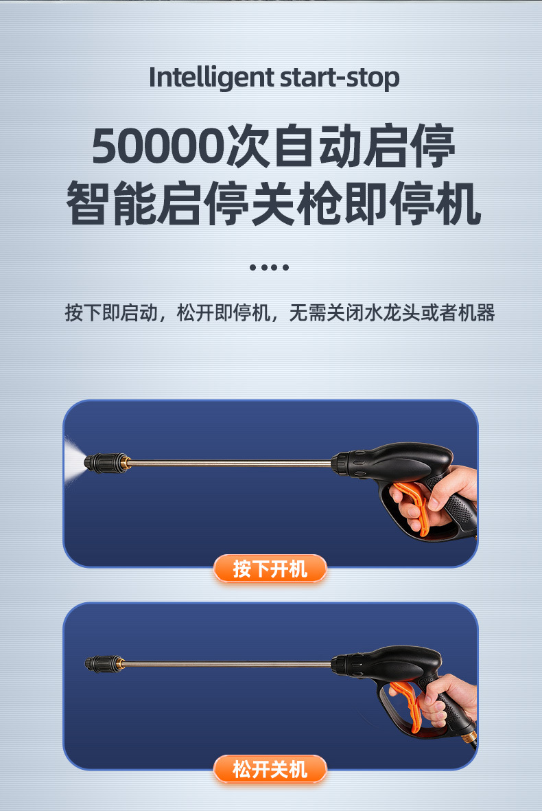 Car wash machine, car wash water pump, household 220V high-power car brush and floor cleaning water gun, commercial trolley-type high-pressure washer