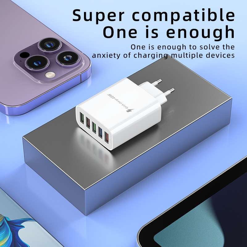 Novi punjač za mobilni telefon s priključkom 5U i više USB priključaka, europski američki standard, britanski standard s brzom glavom, 5V3A_voghion.com