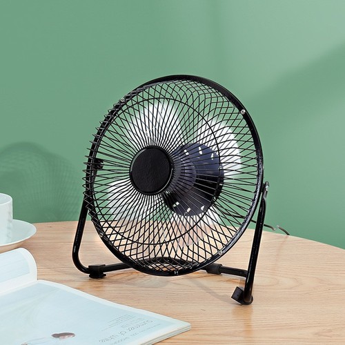 Cross-border USB small fan 8-inch iron craft office dormitory mini rotating fan portable desk subwoofer fan